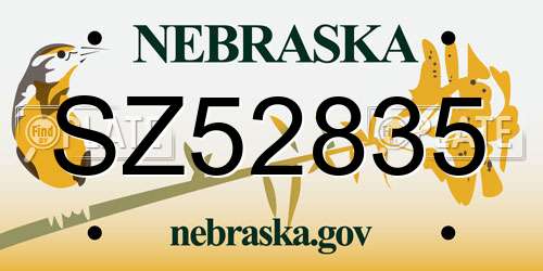 SZ52835 Nebraska License Plate