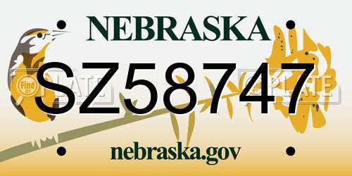 SZ58747 Nebraska License Plate