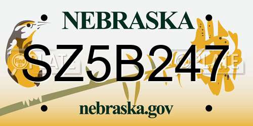 SZ5B247 Nebraska License Plate