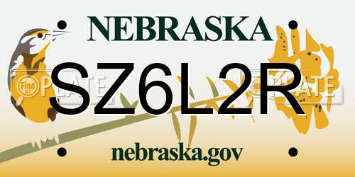 SZ6L2R Nebraska License Plate