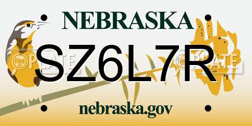 SZ6L7R Nebraska License Plate