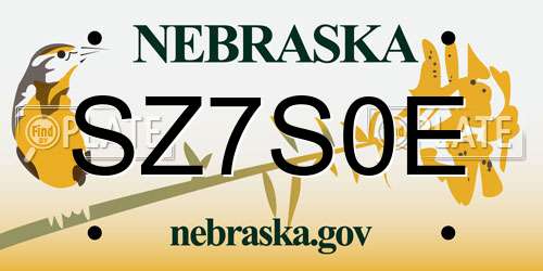 SZ7S0E Nebraska License Plate
