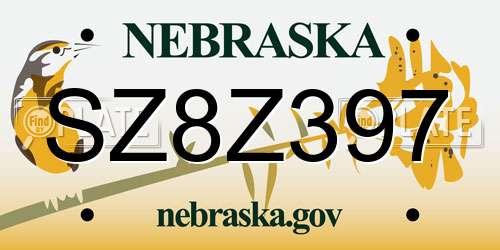 SZ8Z397 Nebraska License Plate