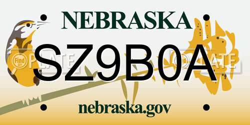 SZ9B0A Nebraska License Plate