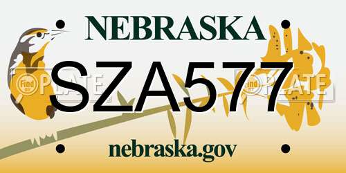 SZA577 Nebraska License Plate