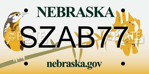 SZAB77 Nebraska License Plate