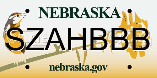 SZAHBBB Nebraska License Plate