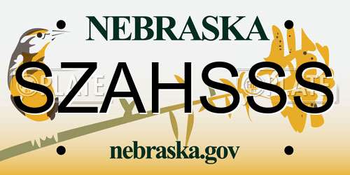 SZAHSSS Nebraska License Plate