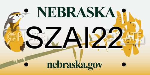 SZAI22 Nebraska License Plate