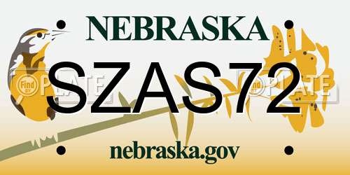 SZAS72 Nebraska License Plate