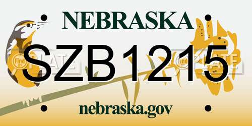 SZB1215 Nebraska License Plate