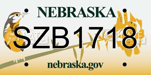 SZB1718 Nebraska License Plate