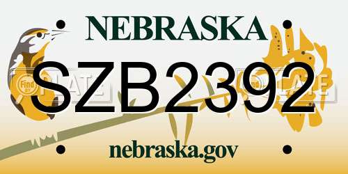 SZB2392 Nebraska License Plate