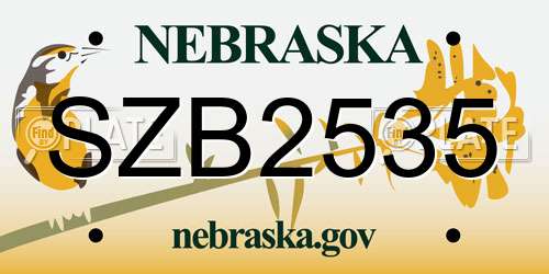 SZB2535 Nebraska License Plate