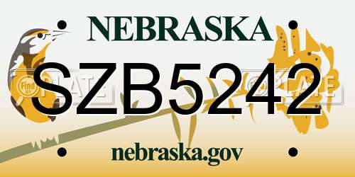 SZB5242 Nebraska License Plate
