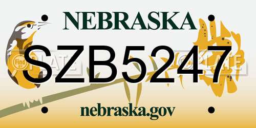 SZB5247 Nebraska License Plate