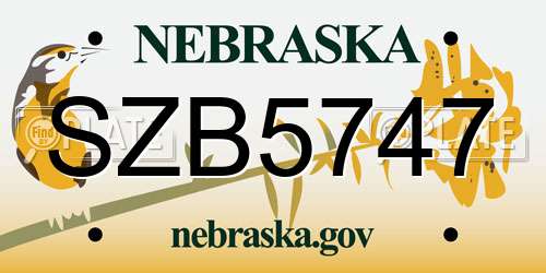 SZB5747 Nebraska License Plate