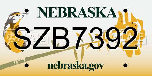 SZB7392 Nebraska License Plate