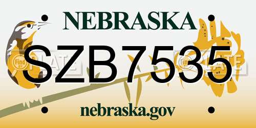 SZB7535 Nebraska License Plate