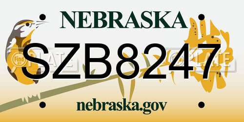 SZB8247 Nebraska License Plate