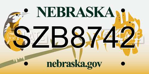 SZB8742 Nebraska License Plate
