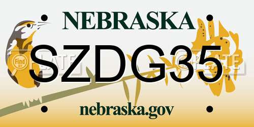 SZDG35 Nebraska License Plate