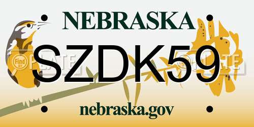 SZDK59 Nebraska License Plate