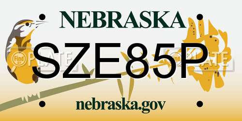 SZE85P Nebraska License Plate