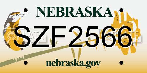 SZF2566 Nebraska License Plate