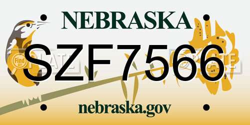 SZF7566 Nebraska License Plate