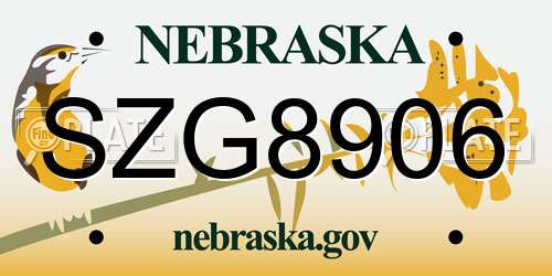 SZG8906 Nebraska License Plate