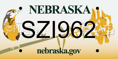 SZI962 Nebraska License Plate
