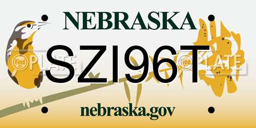 SZI96T Nebraska License Plate