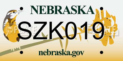SZK019 Nebraska License Plate