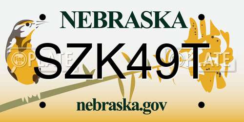 SZK49T Nebraska License Plate