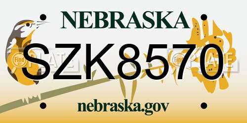 SZK8570 Nebraska License Plate