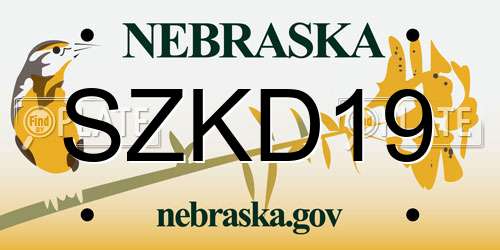 SZKD19 Nebraska License Plate