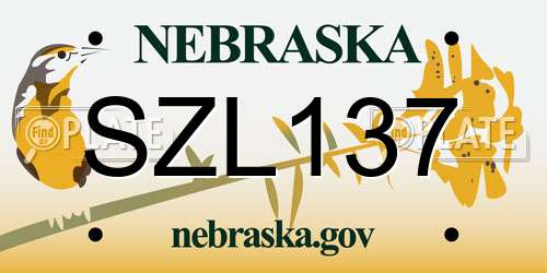 SZL137 Nebraska License Plate