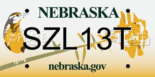 SZL13T Nebraska License Plate