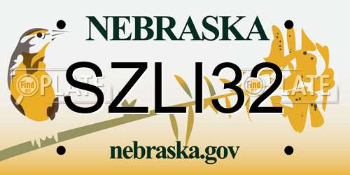 SZLI32 Nebraska License Plate