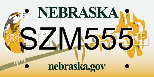 SZM555 Nebraska License Plate