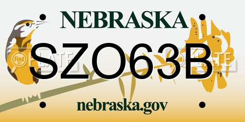 SZO63B Nebraska License Plate