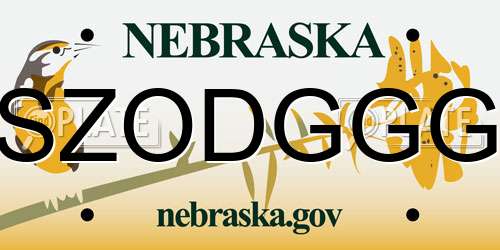 SZODGGG Nebraska License Plate