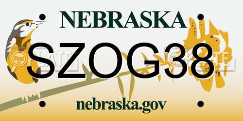 SZOG38 Nebraska License Plate