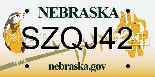 SZQJ42 Nebraska License Plate