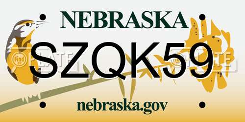 SZQK59 Nebraska License Plate