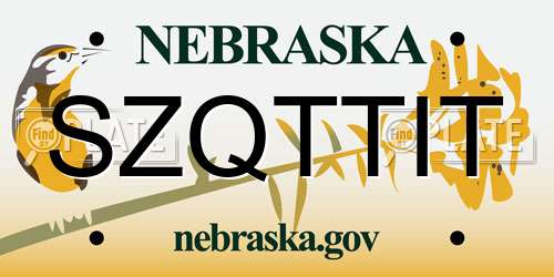 SZQTTIT Nebraska License Plate