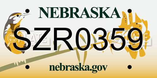 SZR0359 Nebraska License Plate