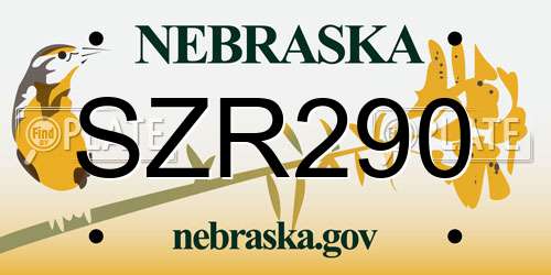 SZR290 Nebraska License Plate