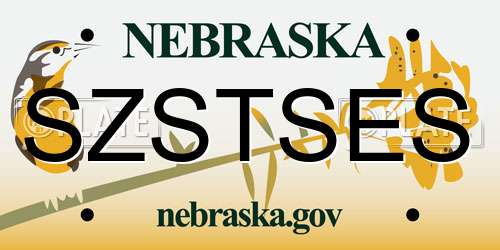 SZSTSES Nebraska License Plate